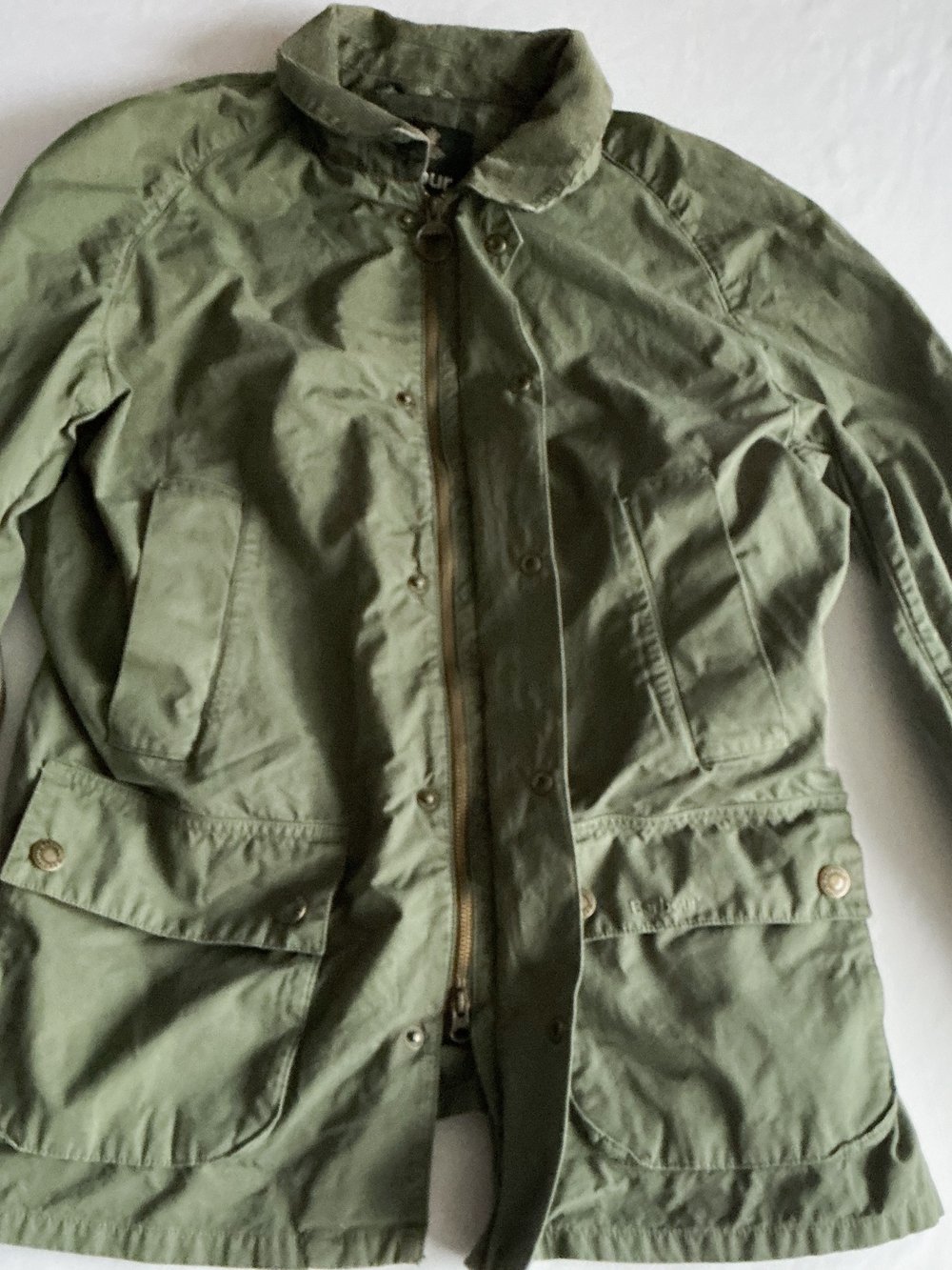 Barbour Jacket Olive Ashby Casual Cotton Field Pocket Utility Long Coat Mens Lg - Picture 8 of 16